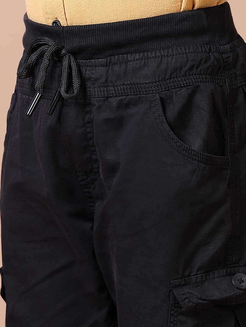 boys black solid mid rise jogger - 21524171 -  Standard Image - 5