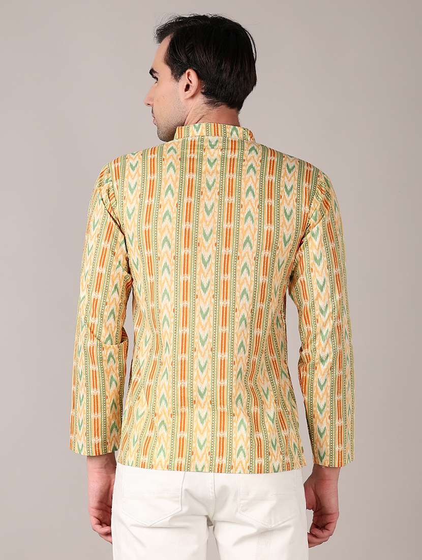 men printed cotton short kurta - 21524178 -  Standard Image - 3