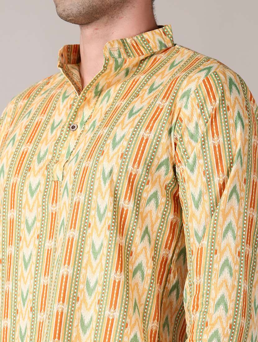men printed cotton short kurta - 21524178 -  Standard Image - 5