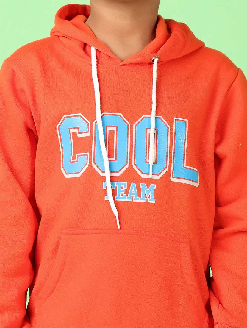 boys typographic printed long sleeve hooded sweatshirt - 21524206 -  Standard Image - 5