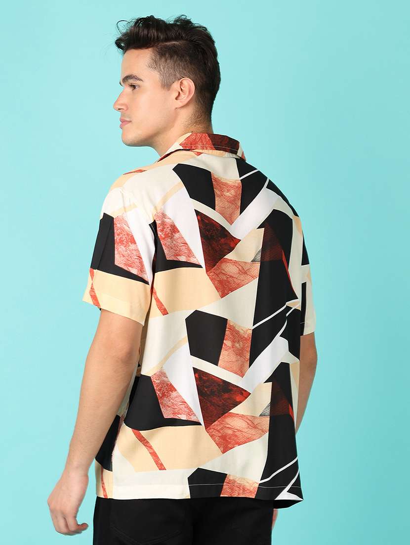 men printed short sleeve casual shirt - 21524308 - Standard Image - 3