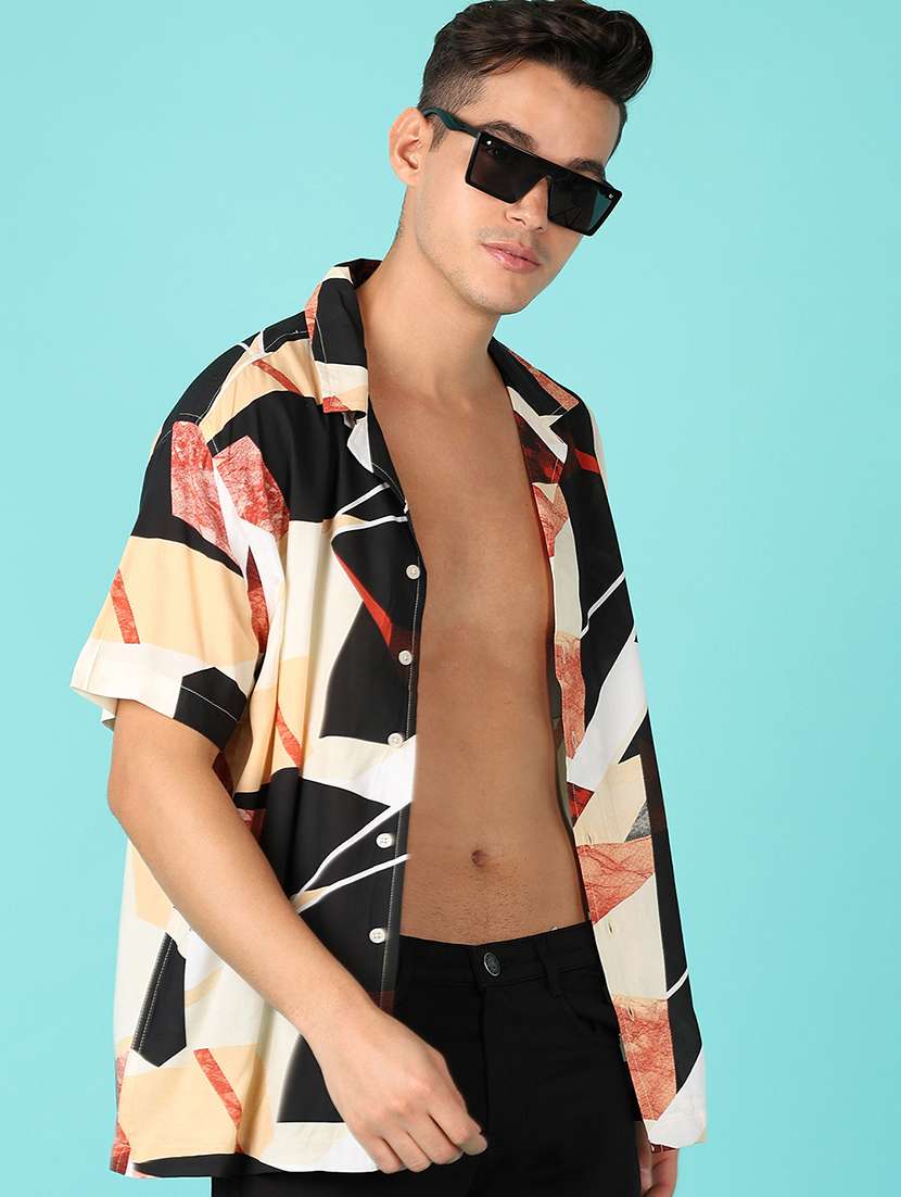 men printed short sleeve casual shirt - 21524308 - Standard Image - 5