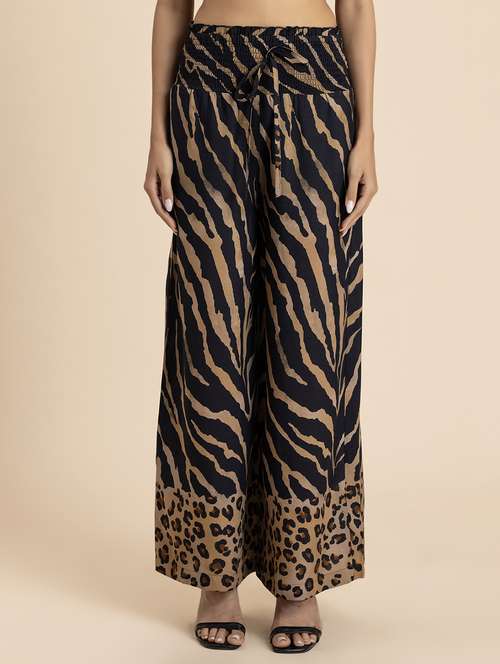 women black rayon wide leg trouser