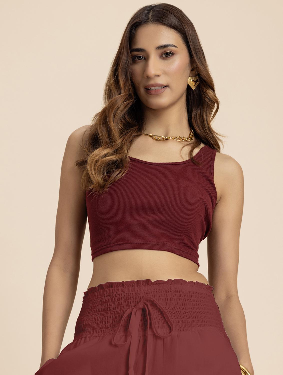 women maroon rayon wide leg trouser - 21524809 - Standard Image - 3
