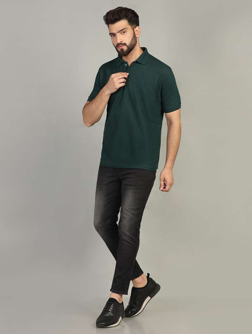 men polo neck solid plain t-shirt - 21524815 -  Standard Image - 3
