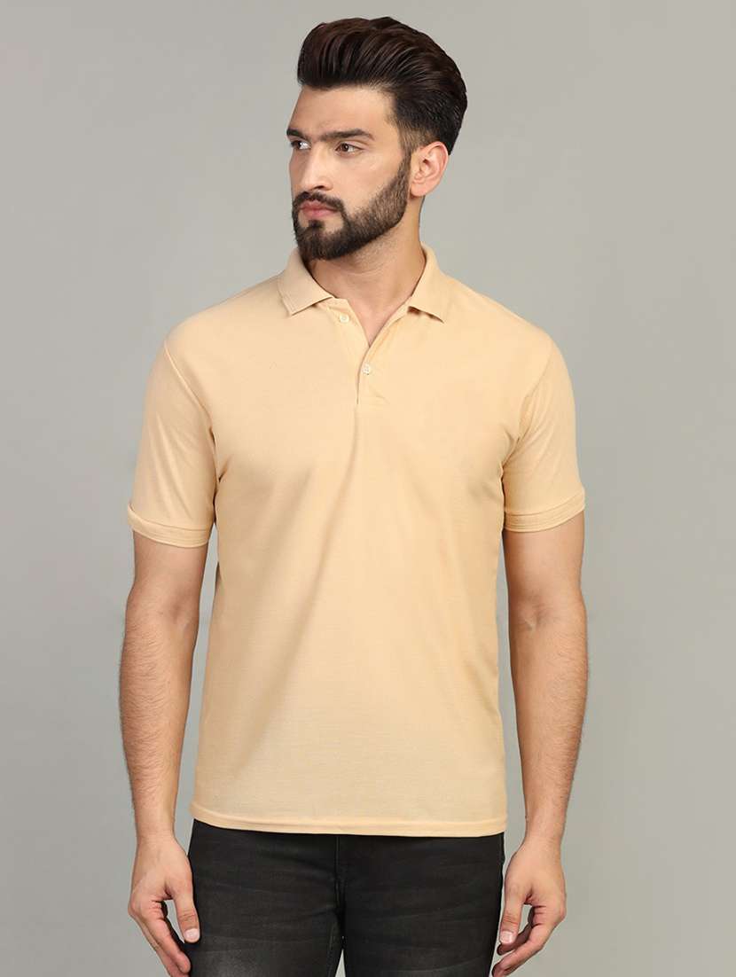 men polo neck solid plain t-shirt