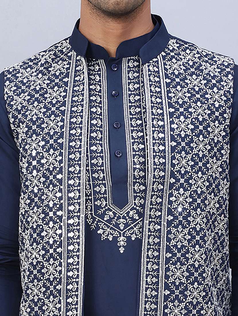 men embroidered kurta pyjama with jacket  - 21524841 -  Standard Image - 5