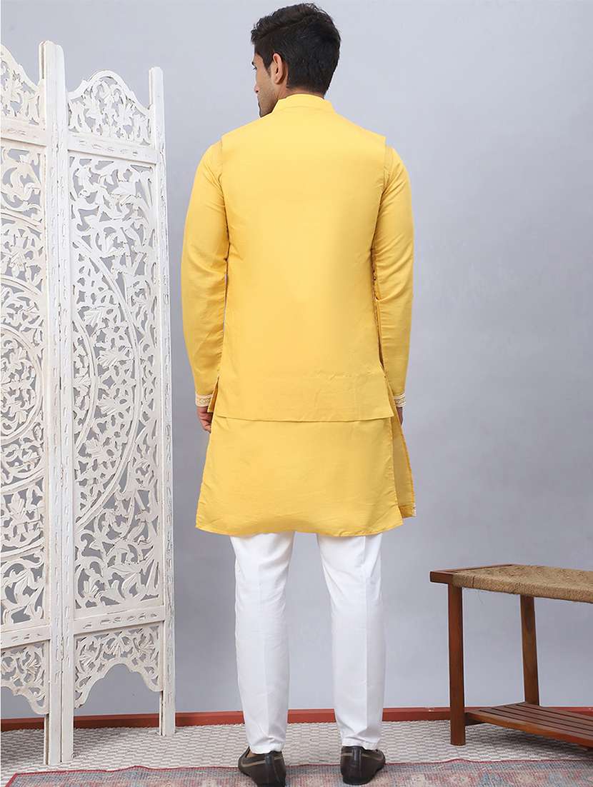 men embroidered kurta pyjama with jacket  - 21524842 -  Standard Image - 3