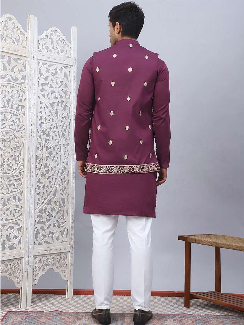 Men Embroidered Kurta Pyjama With Jacket - 21524844 -  Standard Image - 3