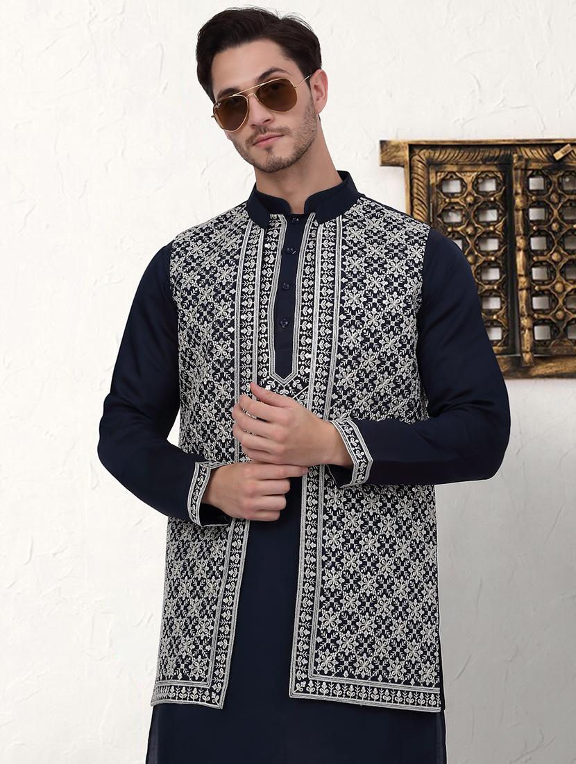 men embroidered kurta pyjama with jacket - 21524850 - Standard Image - 3