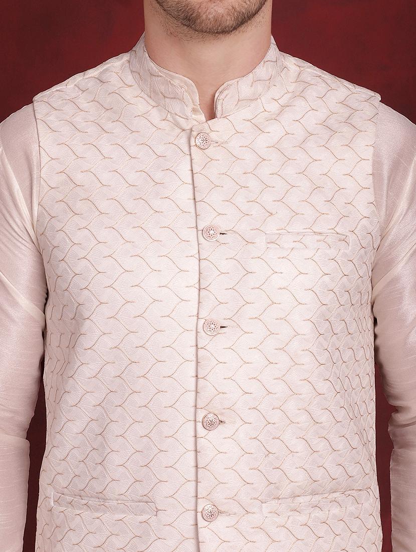 men solid kurta pyjama set with printed jacket - 21524871 - Standard Image - 5