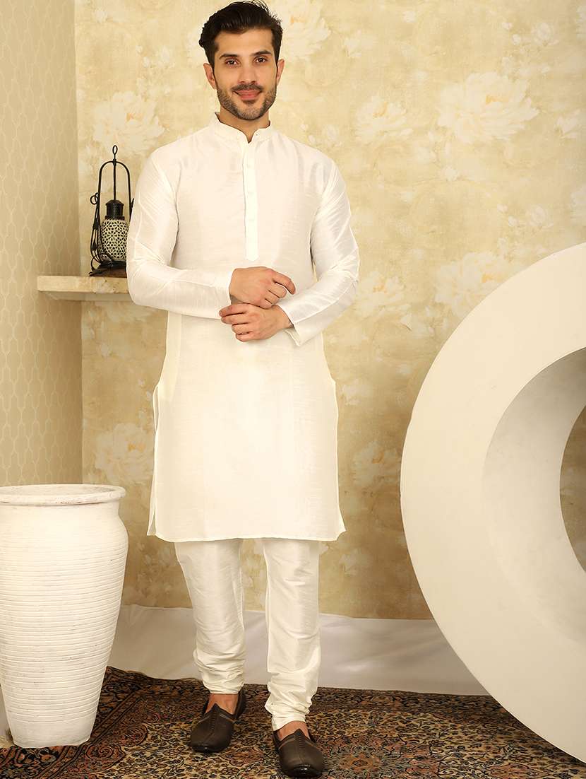 men mandarin neck kurta pyjama with jacket ethnic wear set - 21524879 -  Standard Image - 3