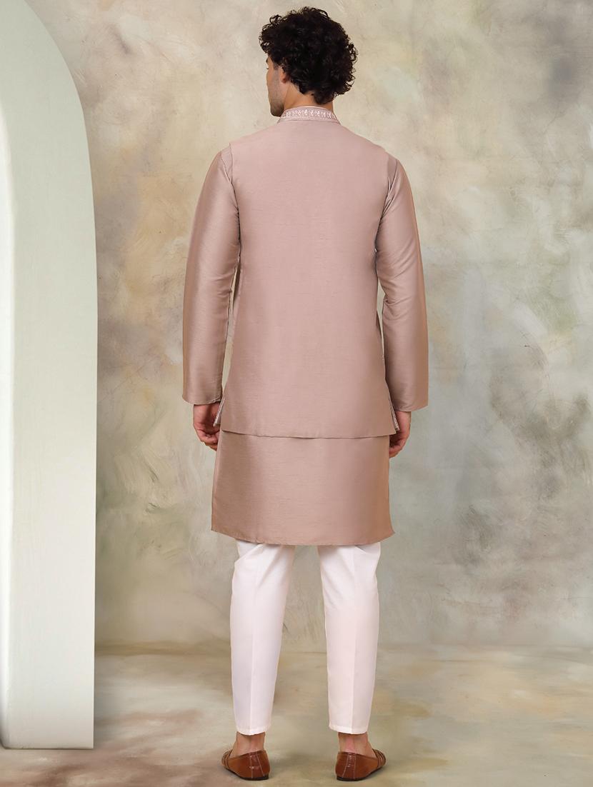 men embroidered kurta pyjama set with jacket - 21524944 - Standard Image - 3