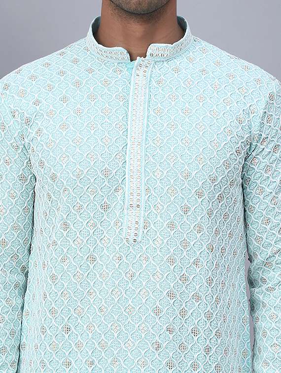 men embroidered mandarin neck long kurta  - 21524980 -  Standard Image - 5