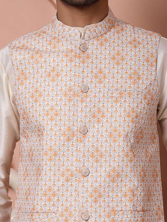 men mandarin neck printed nehru jacket - 21524983 - Standard Image - 5