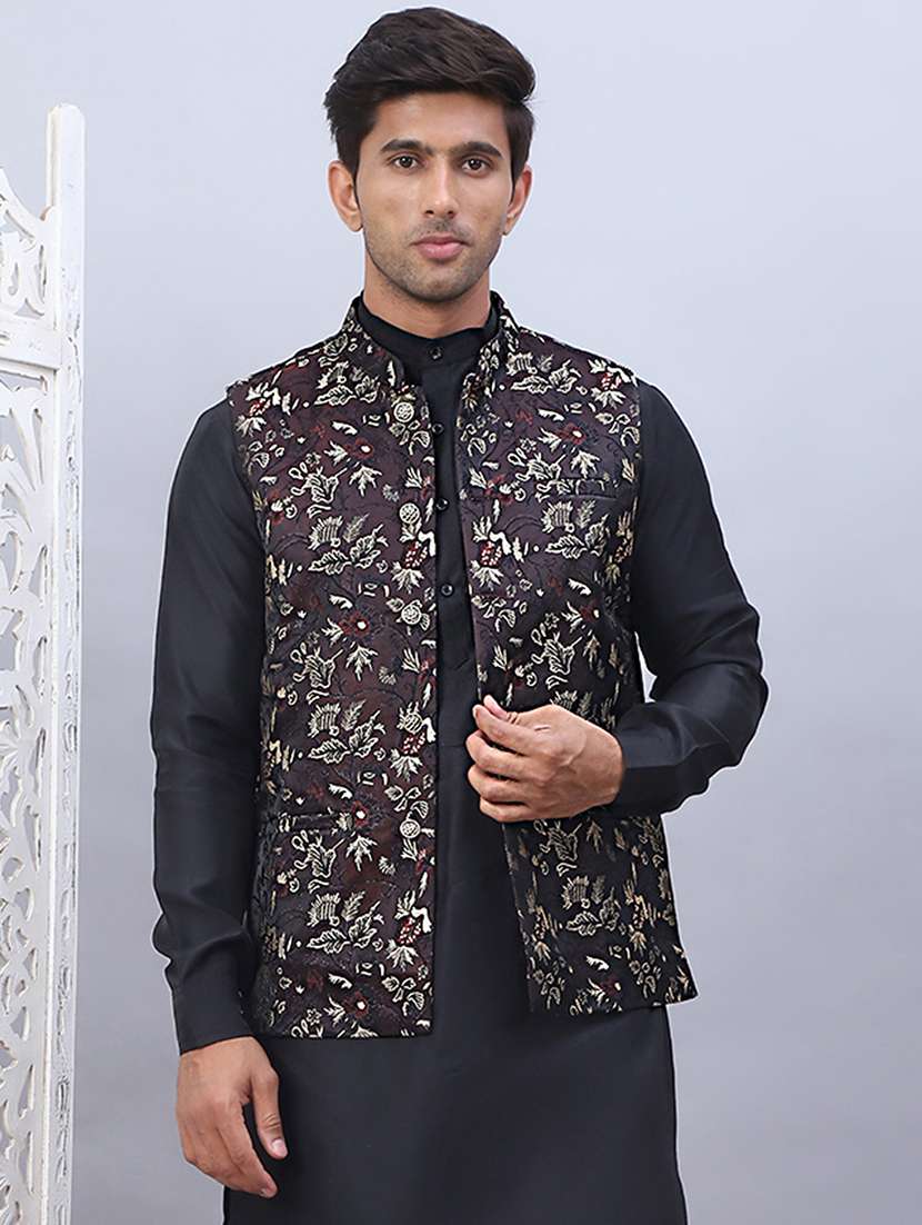 men mandarin neck self-designed nehru jacket
