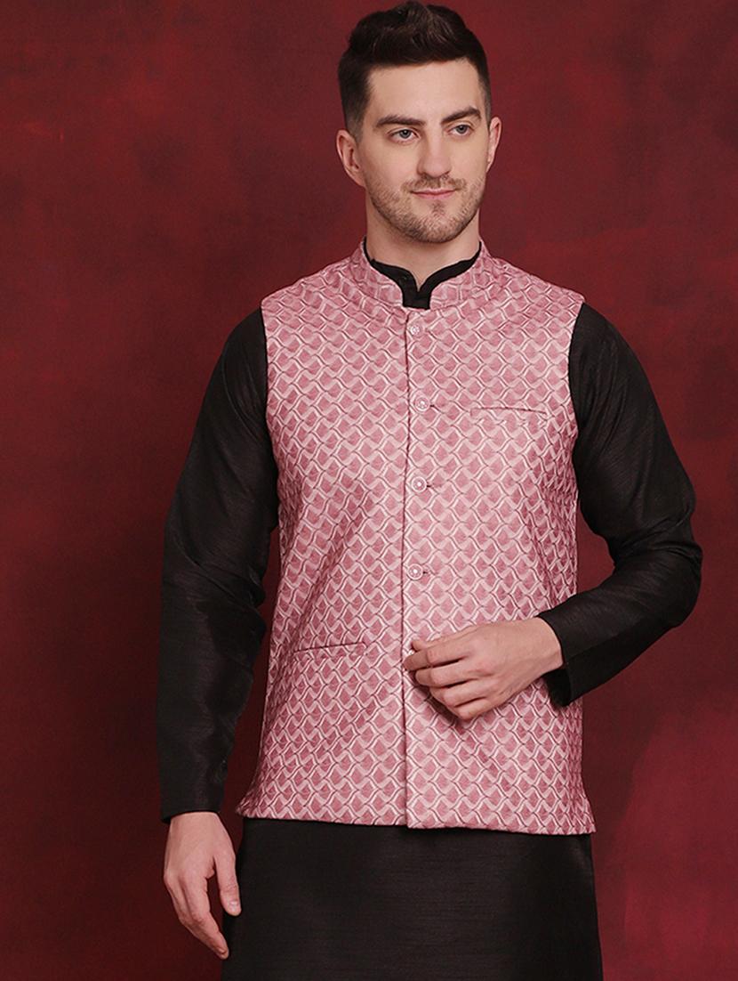 men mandarin neck printed nehru jacket - 21524993 - Zoom Image - 0