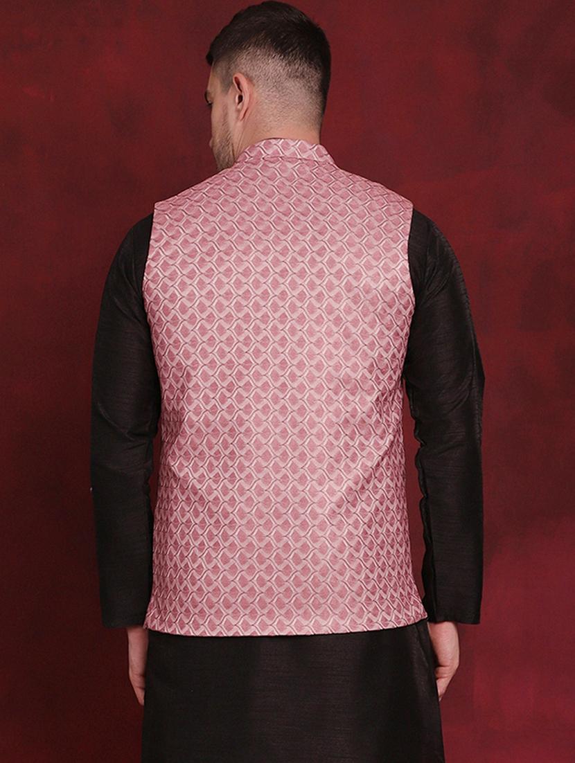 men mandarin neck printed nehru jacket - 21524993 - Standard Image - 3