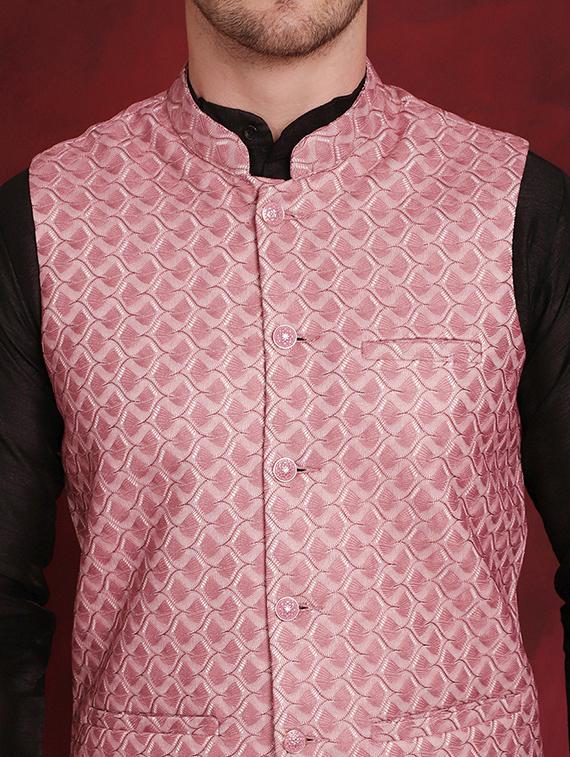 men mandarin neck printed nehru jacket - 21524993 - Standard Image - 5