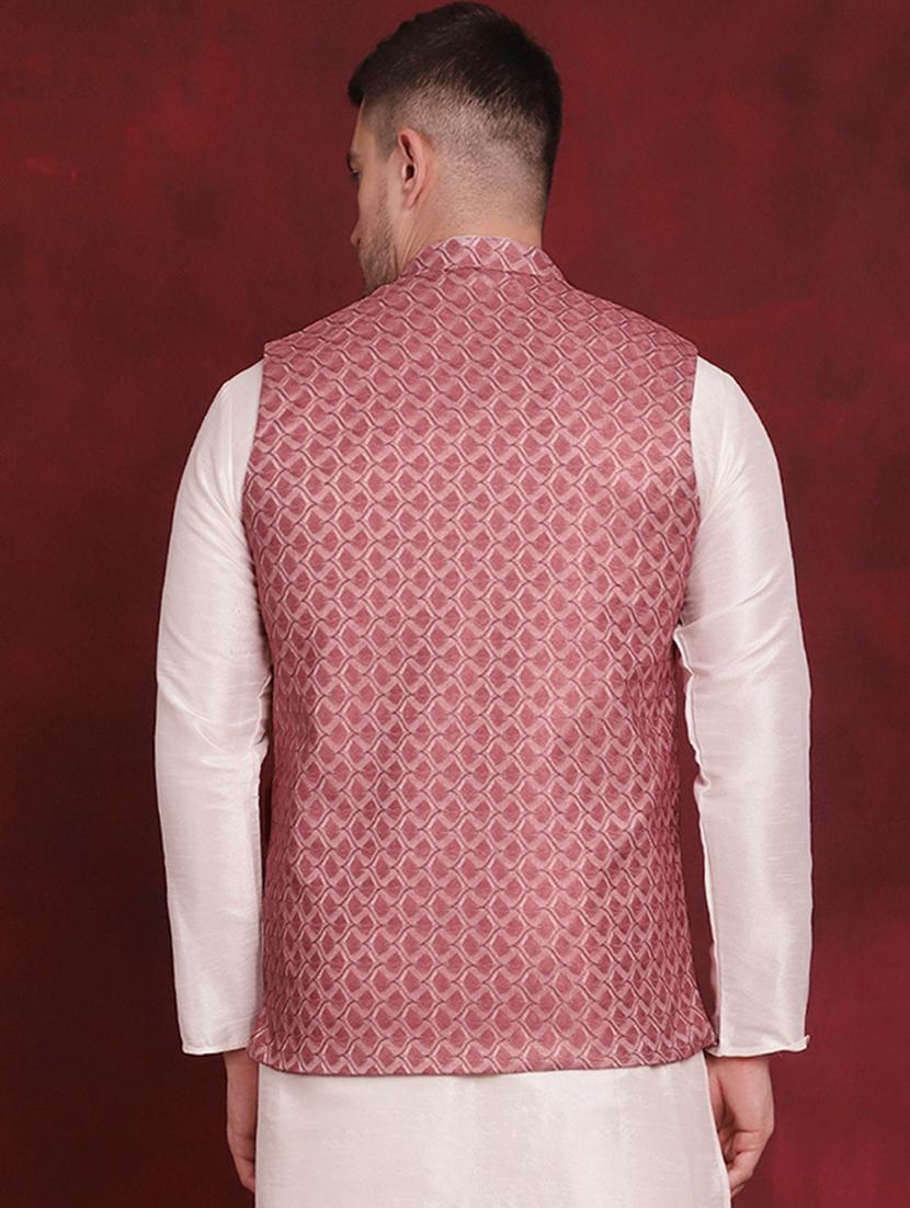 men mandarin neck self-designed nehru jacket - 21524994 - Standard Image - 3