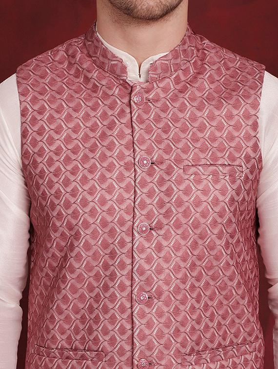 men mandarin neck self-designed nehru jacket - 21524994 - Standard Image - 5