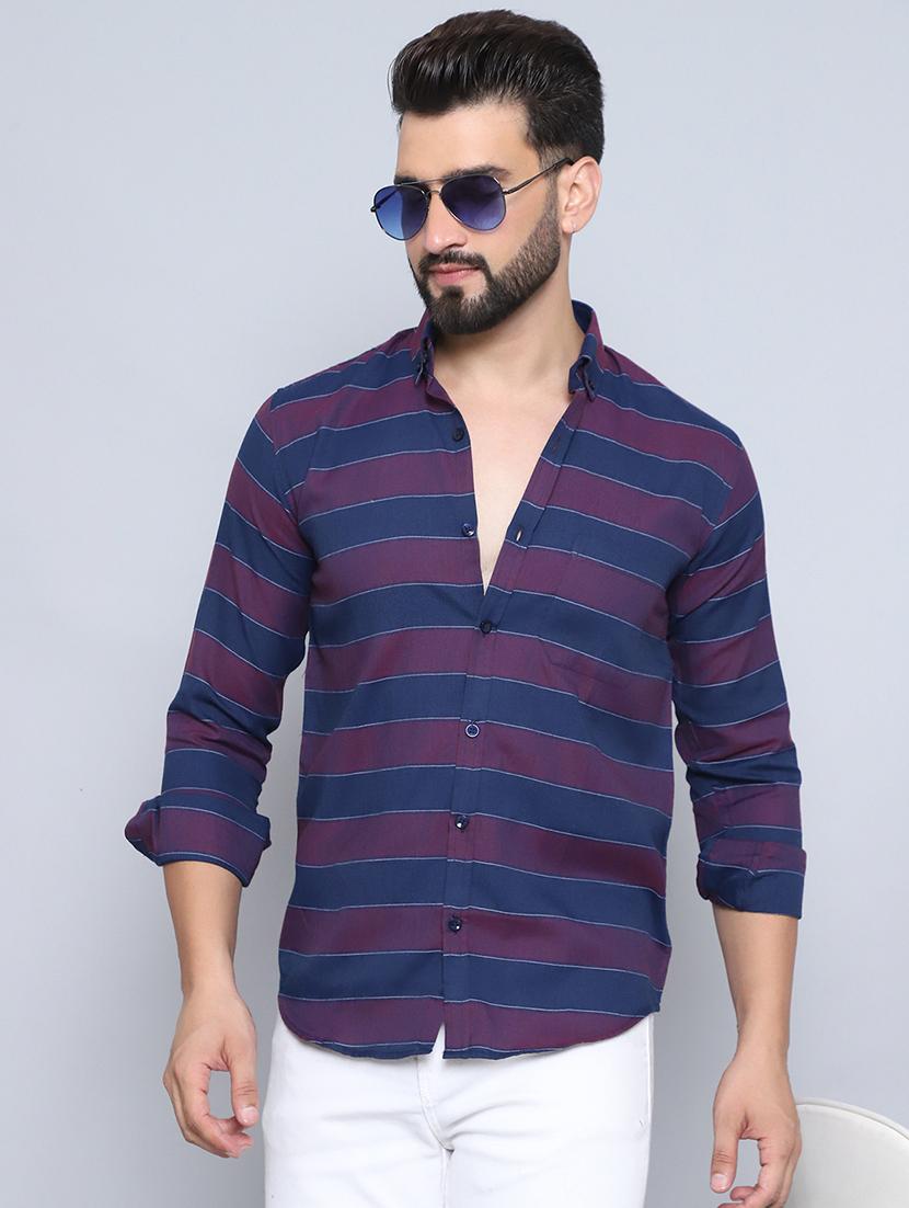 men collared stripes casual shirt
