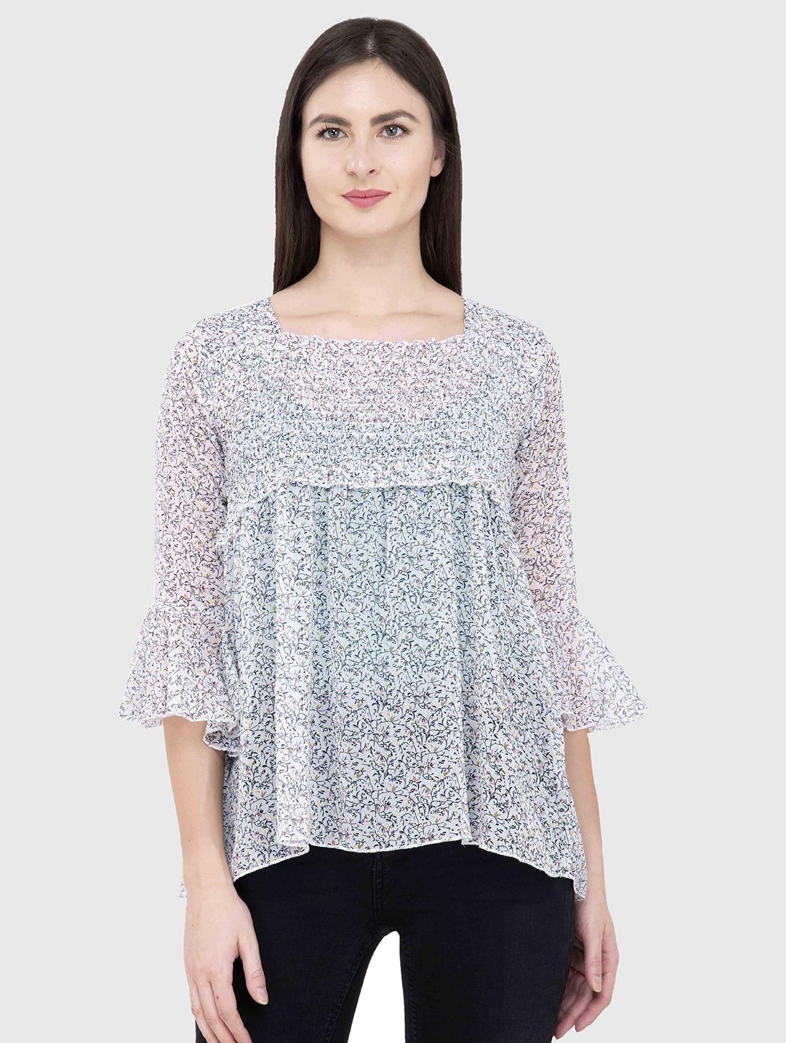 women printed square neck a-line dress