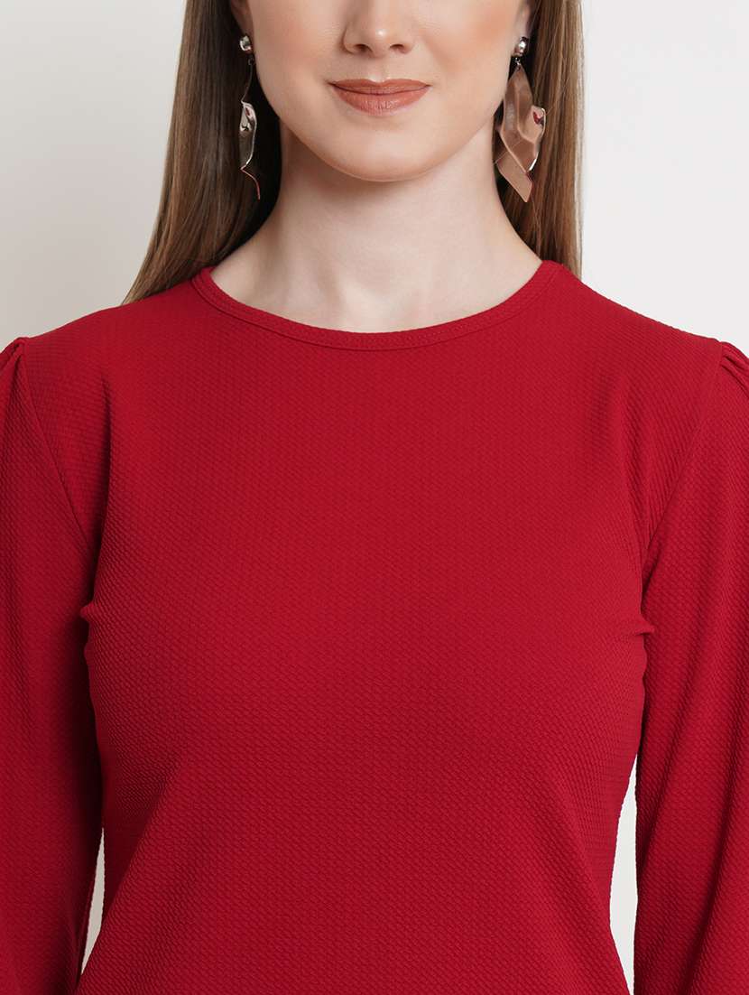 women solid round neck top - 21525050 - Standard Image - 5