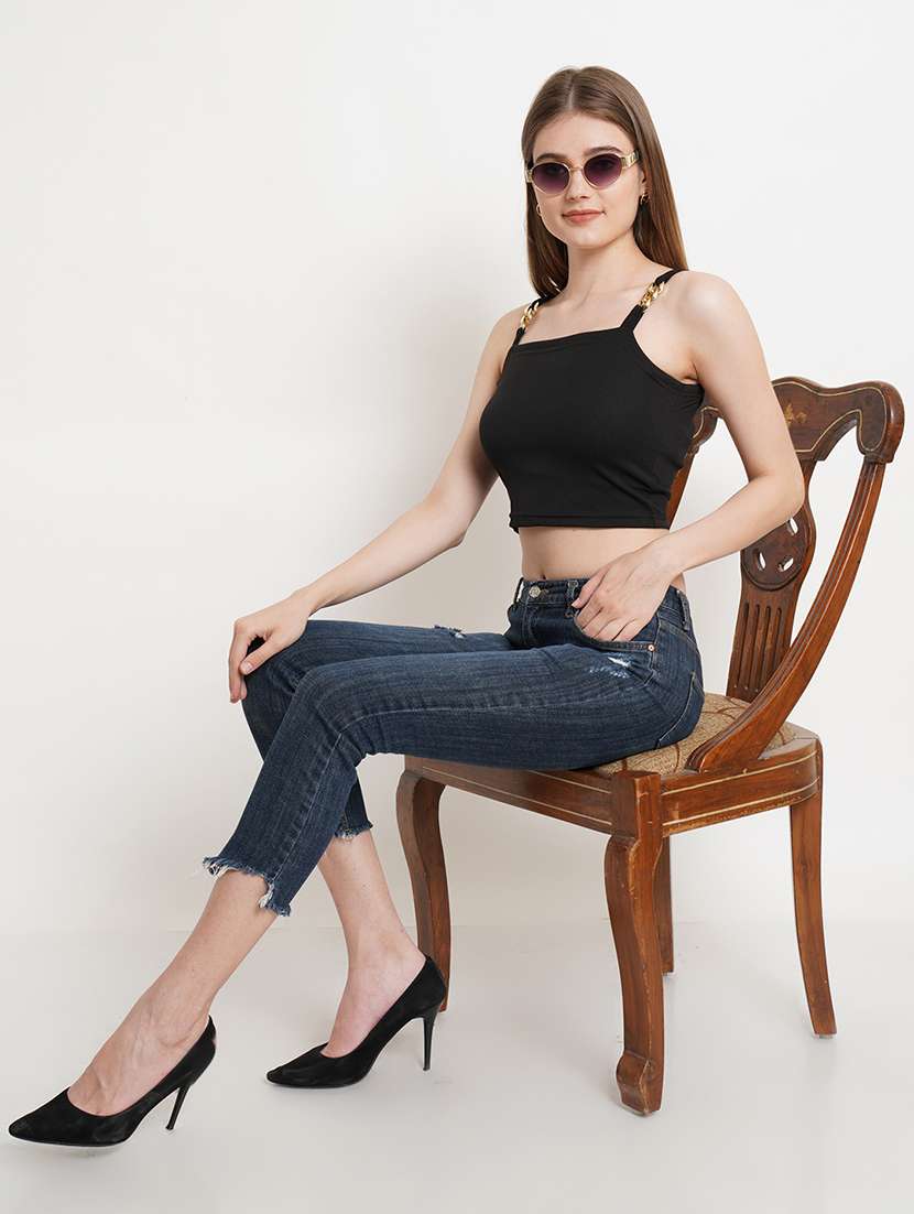 women solid sleeveless crop top - 21525062 -  Standard Image - 3