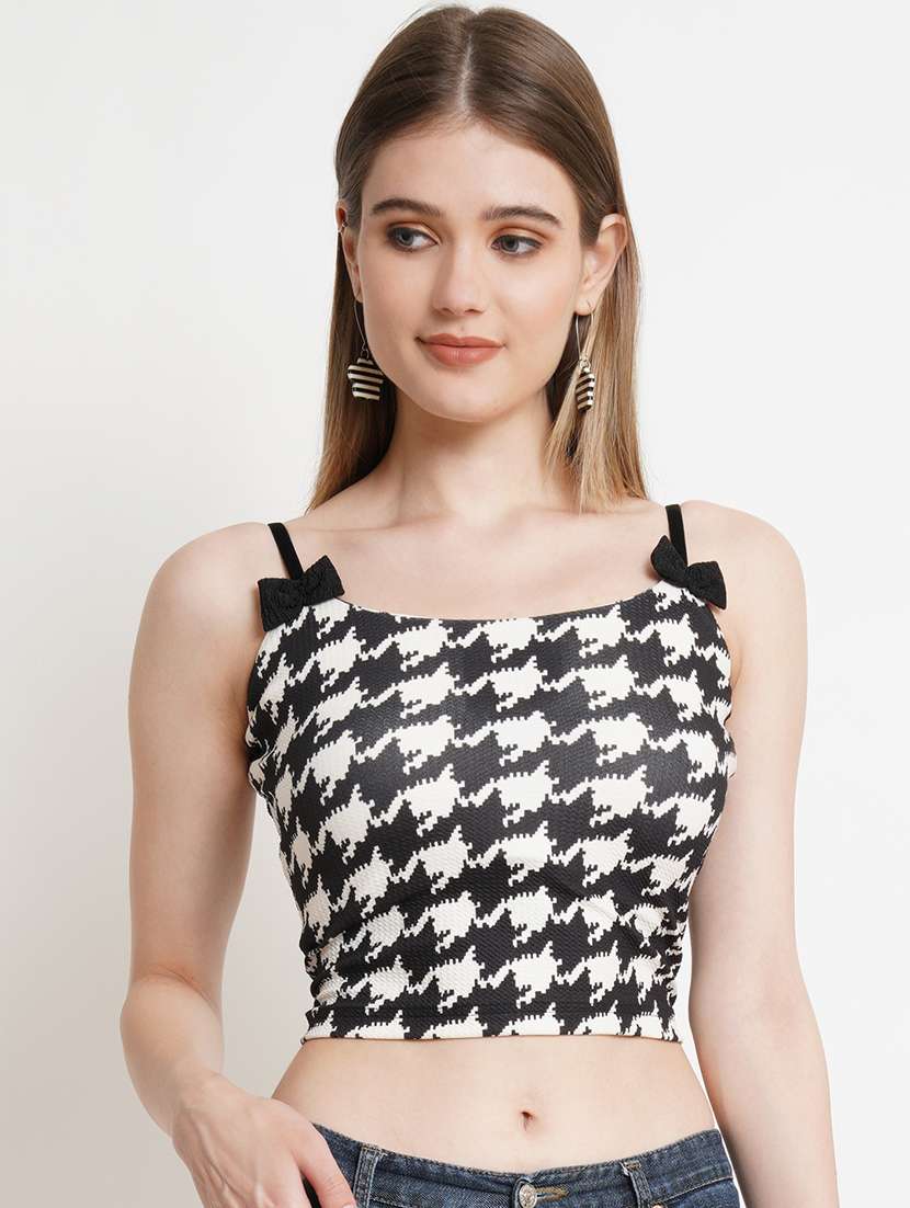 women printed sleeveless crop top - 21525067 -  Zoom Image - 0