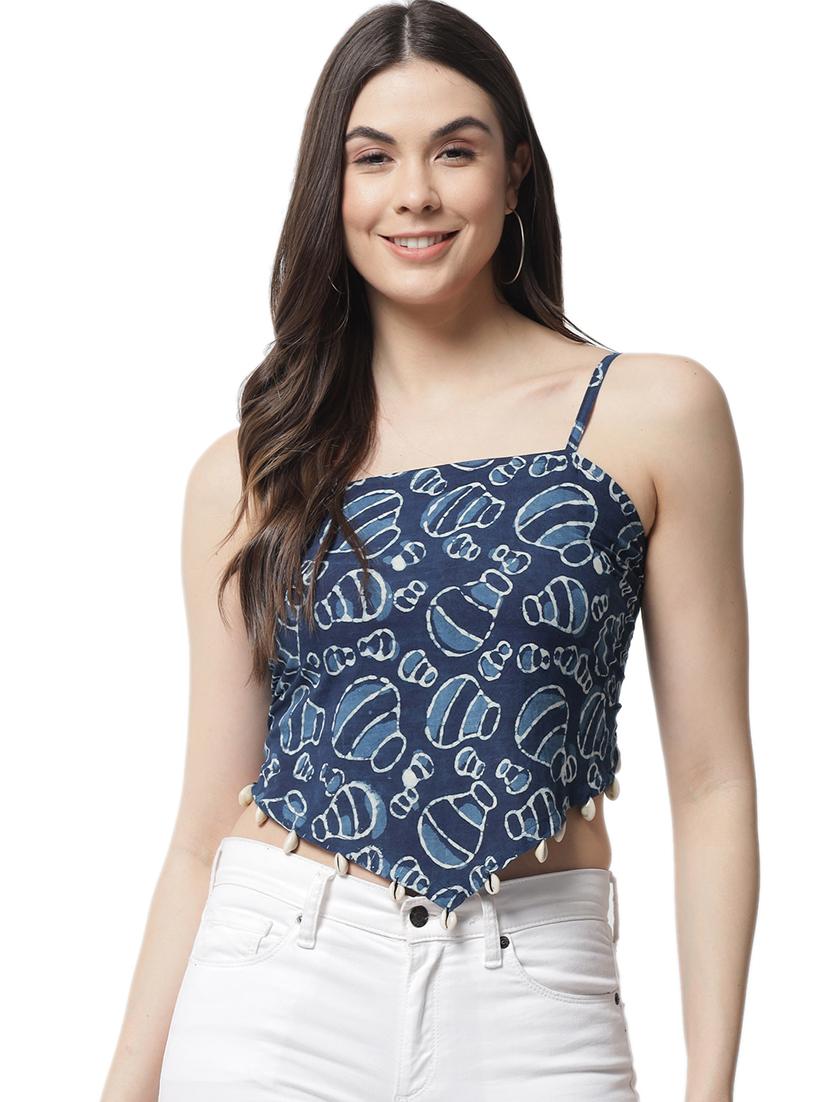women printed sleeveless crop top - 21525069 -  Zoom Image - 0