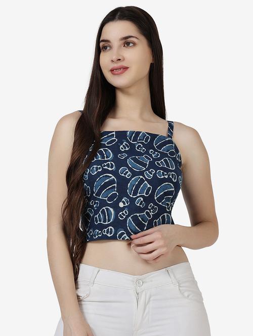 women printed sleeveless crop top - 21525073 - Standard Image - 0