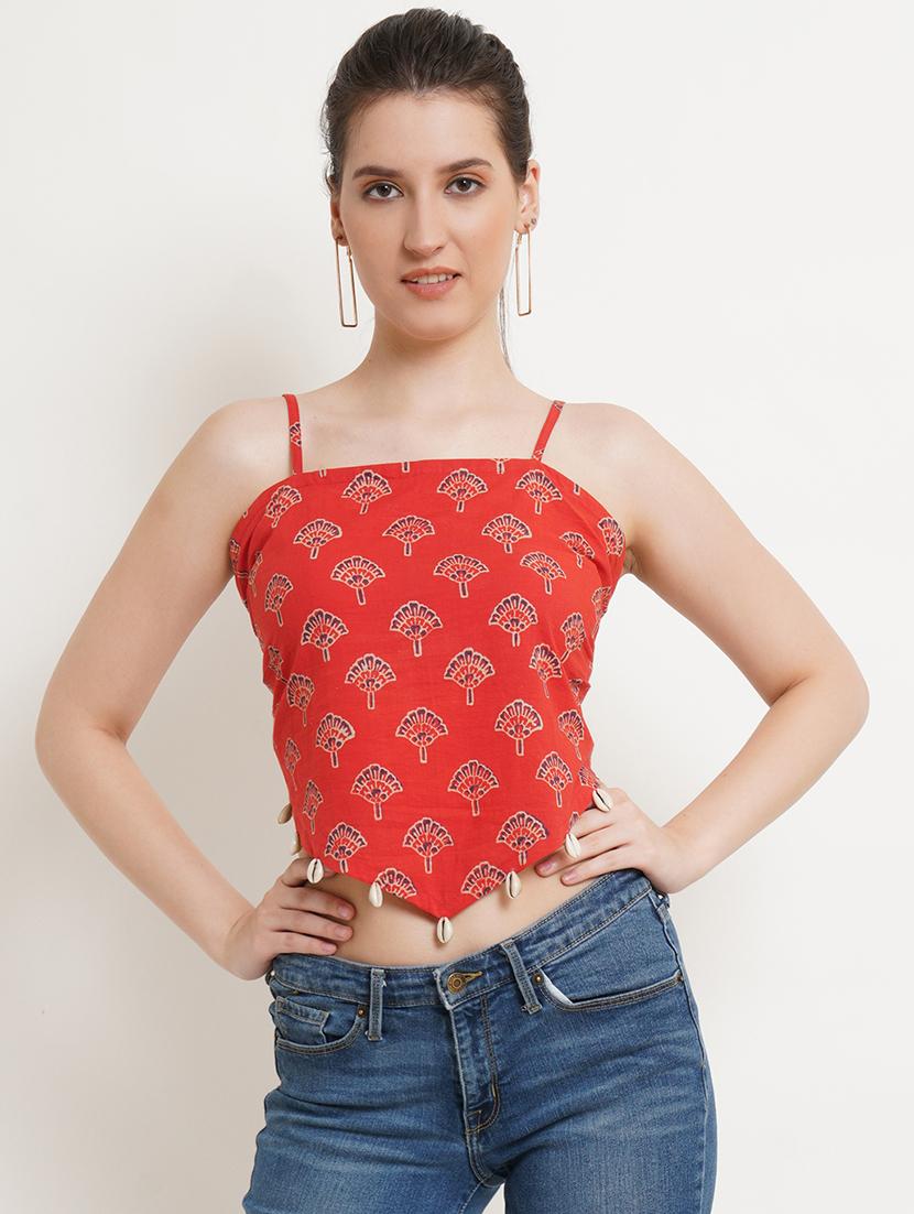 women printed sleeveless asymmetric top - 21525092 - Zoom Image - 0