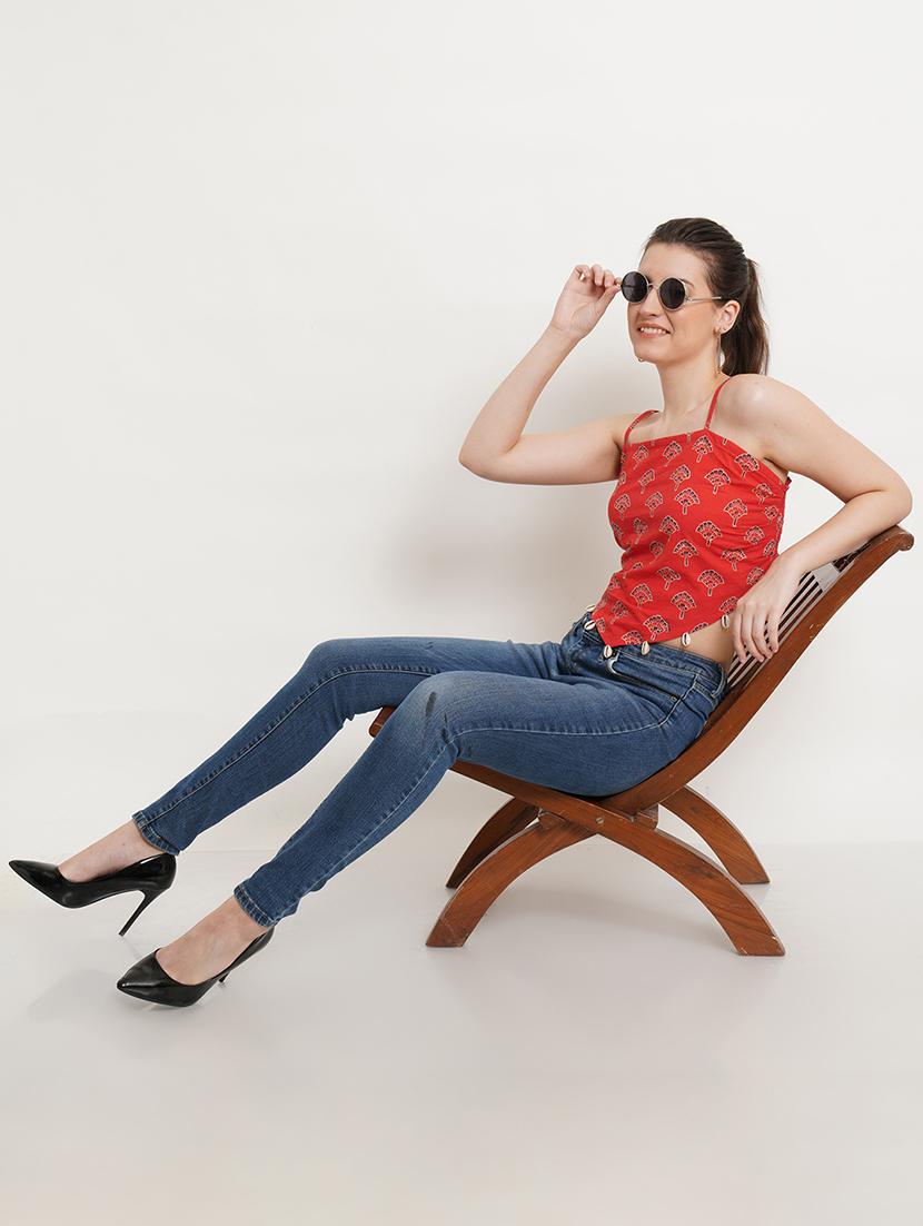 women printed sleeveless asymmetric top - 21525092 - Standard Image - 3