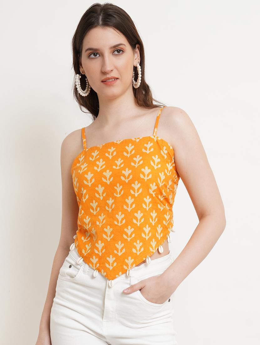 women printed sleeveless asymmetric top - 21525093 - Zoom Image - 0