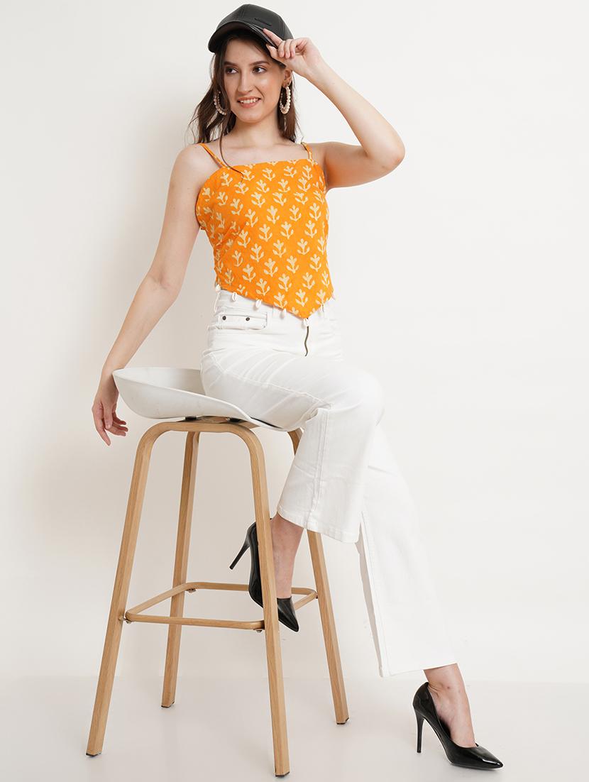 women printed sleeveless asymmetric top - 21525093 - Standard Image - 3