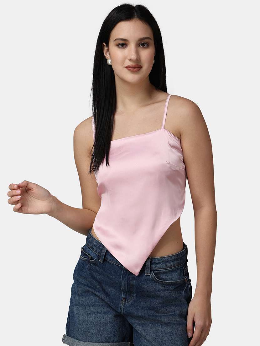 women solid sleeveless asymmetric top - 21525116 -  Zoom Image - 0