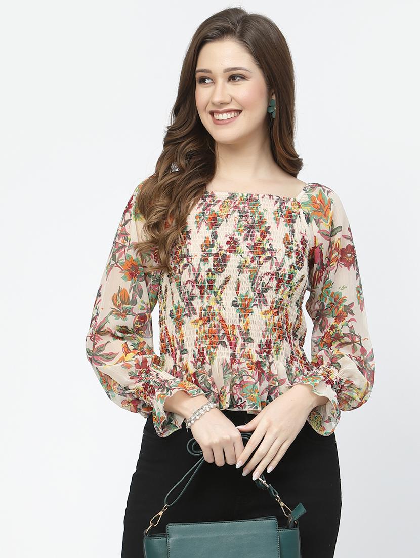 women floral printed long sleeves top - 21525125 - Zoom Image - 0