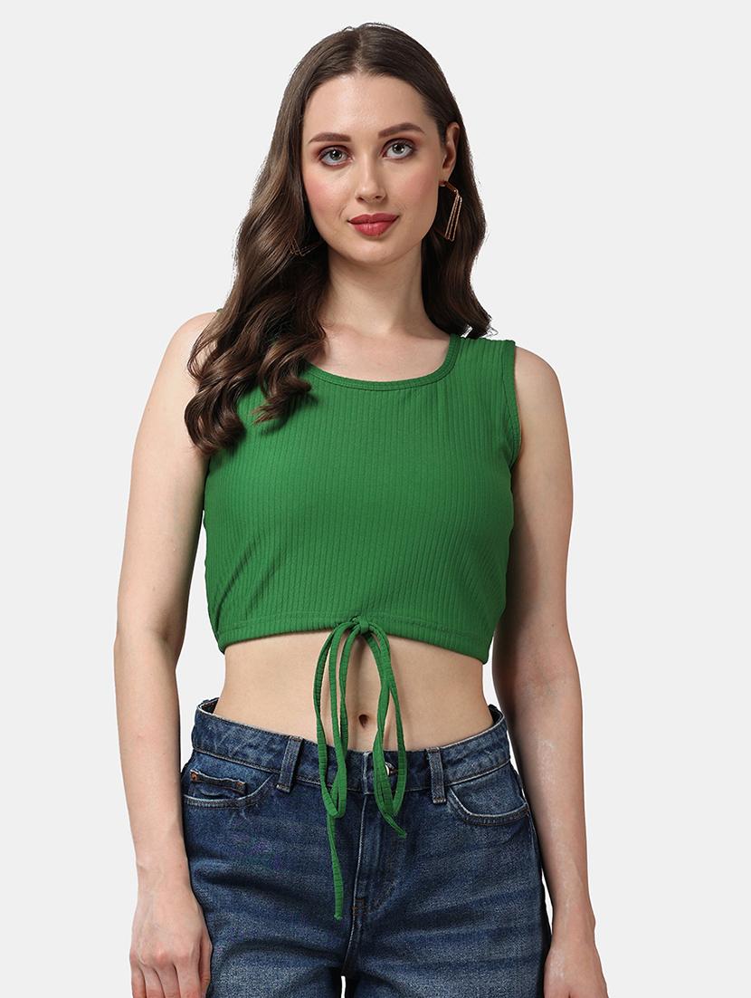 women solid round neck crop top - 21525126 - Zoom Image - 0