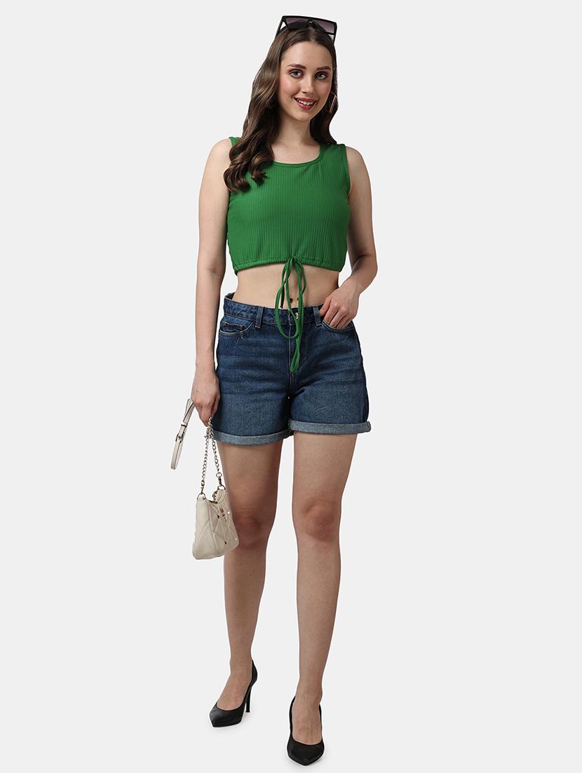 women solid round neck crop top - 21525126 - Standard Image - 5