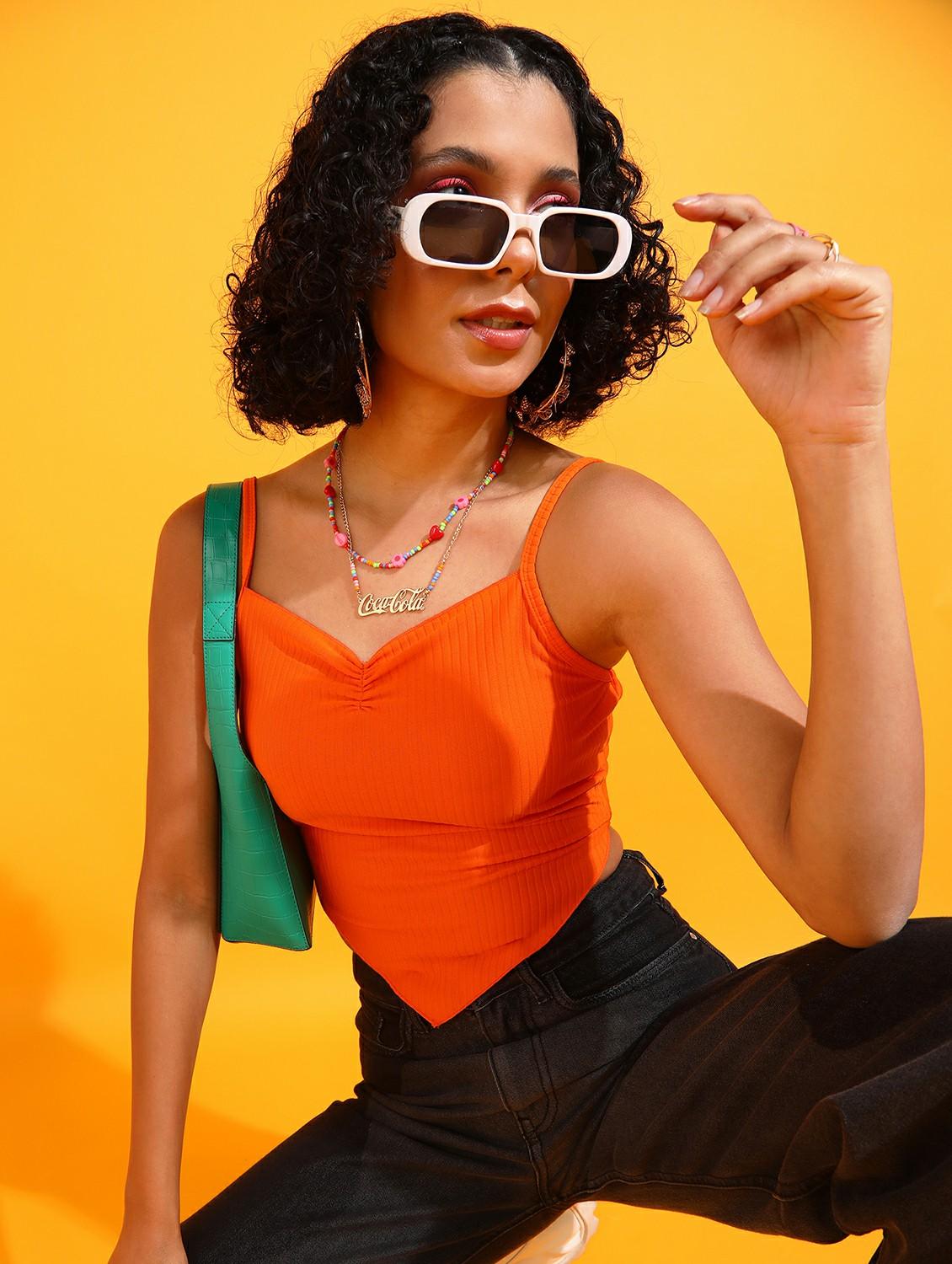 women solid sleeveless crop top - 21525139 - Zoom Image - 0