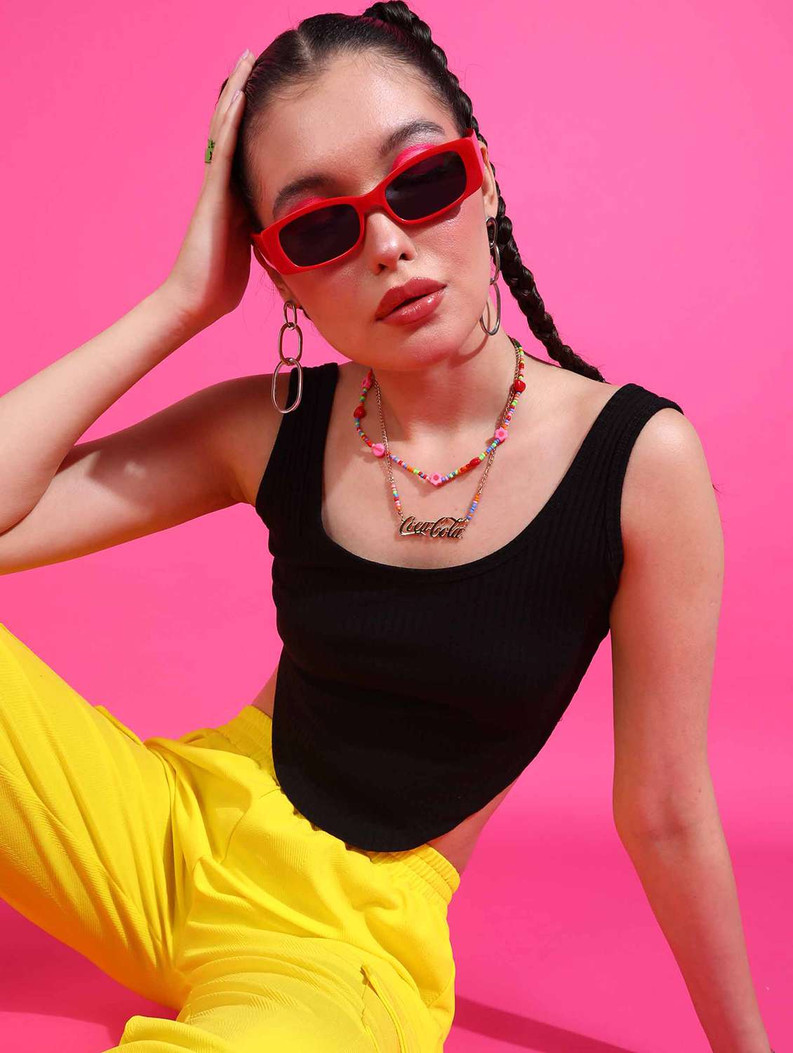 women solid sleeveless crop top - 21525155 - Zoom Image - 0