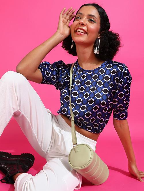 women printed round neck crop top - 21525177 -  Standard Image - 0