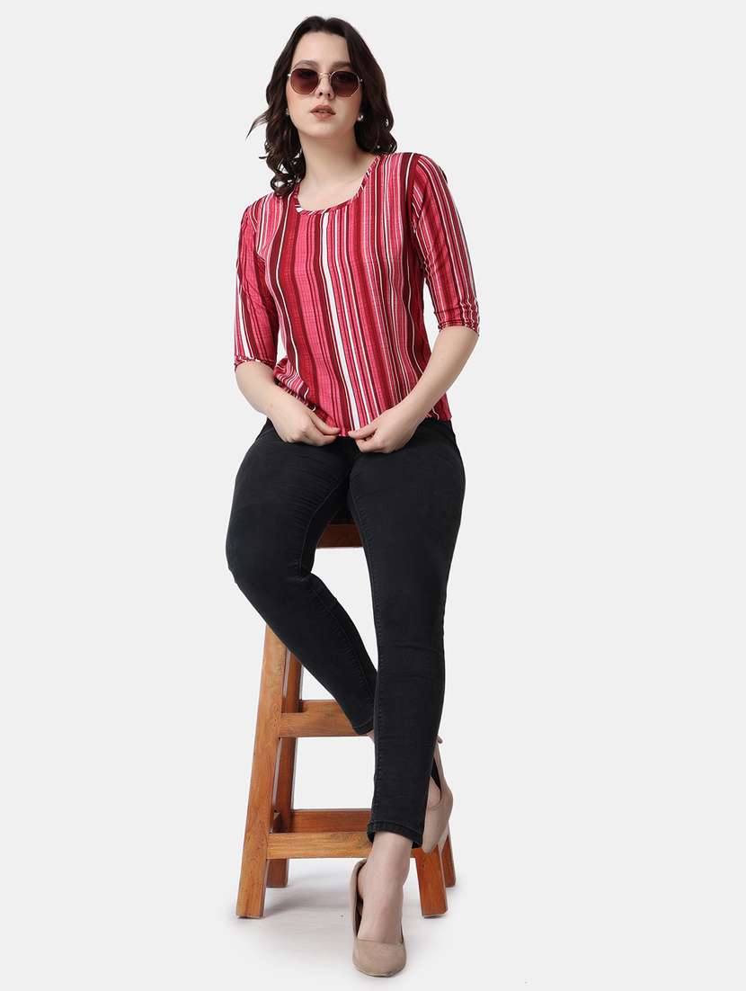 women printed round neck top - 21525225 - Standard Image - 5