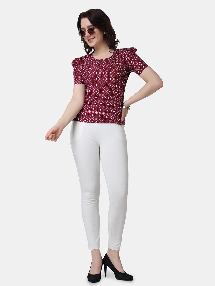 women printed round neck puff sleves op - 21525226 - Standard Image - 5