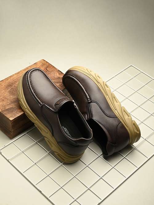kastava men's without laces brown slip on casual shoes 