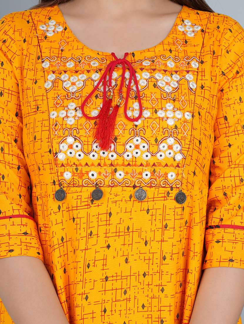 women geometric tie-up neck flared dress - 21525270 -  Standard Image - 5