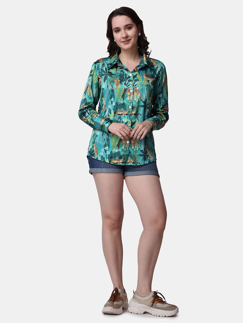 women printed collared long sleeves shirt - 21525738 - Standard Image - 3