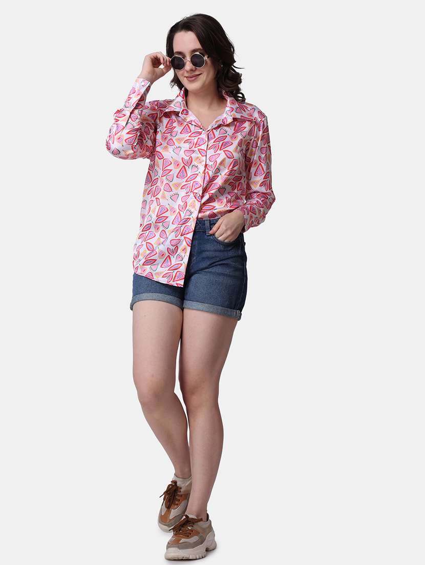 women printed collared long sleeves shirt - 21525739 -  Standard Image - 3