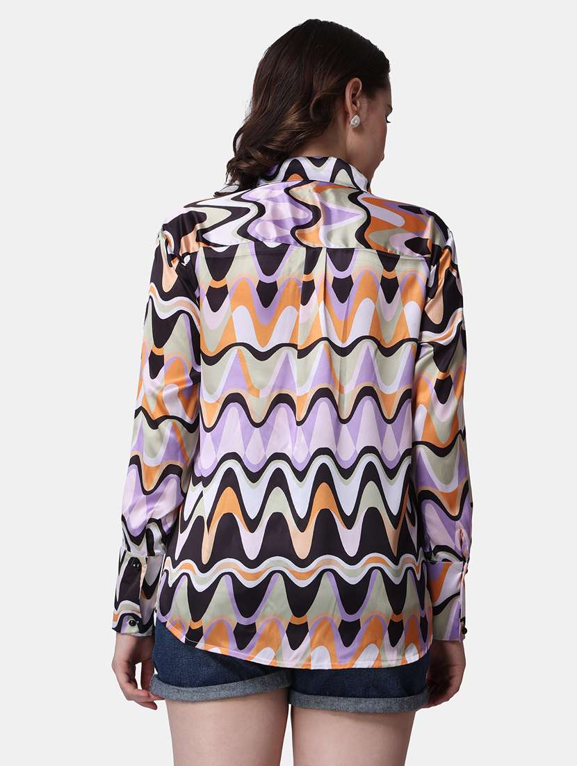 women printed collared long sleeves shirt - 21525741 - Standard Image - 3